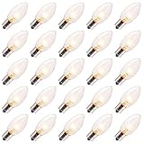 Brightown C9 Incandescent Bulb, C9 Christmas Replacement Light Bulb for Christmas String Light, E17 Intermediate Base, 7 Watt (Clear, 25 Pack)