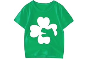 Kids St Patricks Day Shirt Boys Girls Irish Shamrock Clover Lucky Tractor Graphic Tees Toddler Short Sleeve T-Shirt Top Green