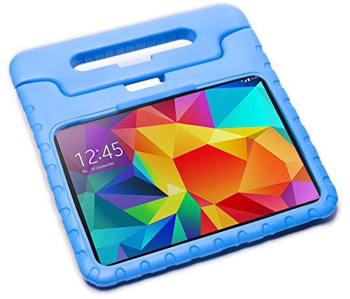 Pwr+ Samsung-Galaxy-TAB-4-10.1-inch Case-for-Kids Protective-Sleeve-Cover Blue : Guardian KickStand with Handle for Samsung Galaxy TAB 4 Kid Friendly Shockproof Light Weight Tablet Tab Stand