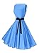 Anni Coco Women's 1950s Hepburn Vintage Swing Dresses With Ribbon Belt Blue & Small White Polka Dots Small