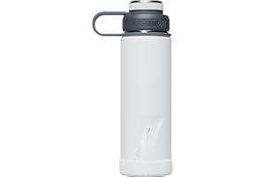 EcoVessel Stainless Steel Water Bottle with Insulated Dual Lid, Insulated Water Bottle with Strainer and Silicone Bottle Bumper, Coffee Mug – 20oz (White Out)
