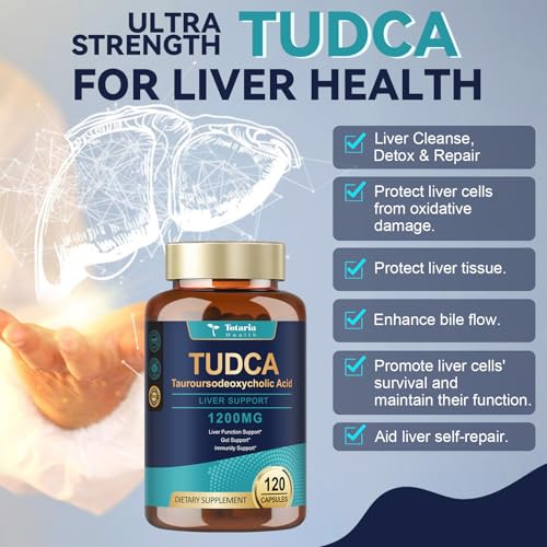 Totaria (2 Packs) TUDCA Bile Salts 1200mg (Tauroursodeoxycholic Acid), Ultra Strength Pure TUDCA Liver Supplements, Liver and Gallbladder Cleanse & Repair, Vegan