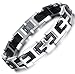 Ostan Men's Stainless steel cross chain link bracelet silver black