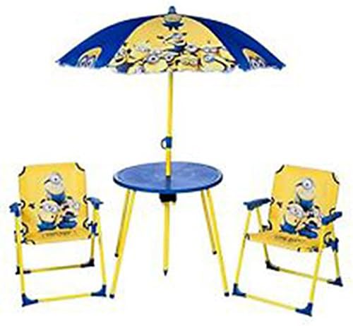 Giftsbynet Kids Despicable Me Minions Mini Garden Furniture Set With Parasol 3-8 Years