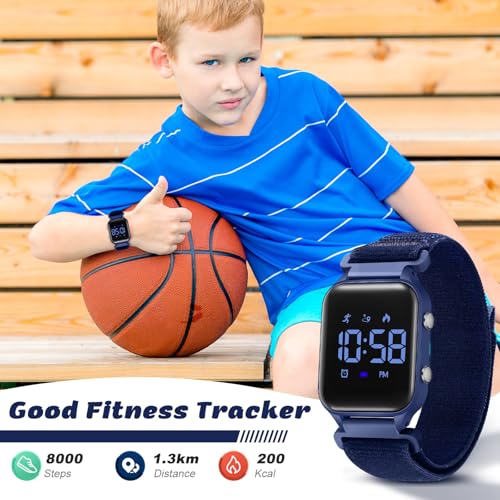 Timever Digital Watch Children Girls Boys with Pedometer, 2 Alarms, Stopwatch, Light, Date Sports Watch without App and Mobile Phone with Nylon Strap