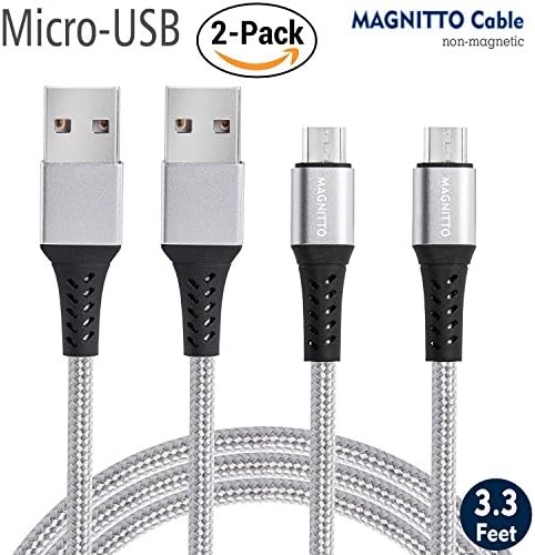 MAGNITTO 2 Pack(3ft) Android Micro USB Charging Cord Kevlar Braided Extra Durable Fast Charger &amp; Data Transfer for any Android Phones Devices HTC Moto LG Samsung Galaxy S3 S4 S5 S6 S7 for car 2.4a 3ft