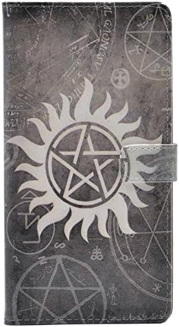 Galaxy J7 V Case,J7 Sky Pro Case,J7 Perx/J7 Prime/J7 Sky Pro/Galaxy Halo Case, Supernatural Pentagram Leather Wallet Folio Flip Protective Shell Cover with Card Slot for Samsung Galaxy J7 2017