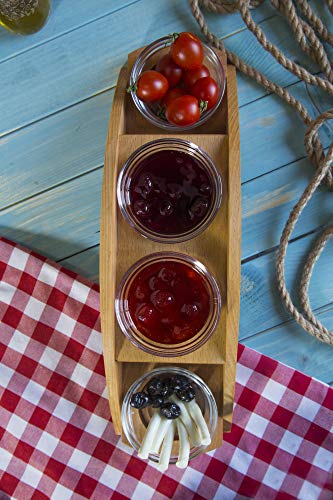 Wooden Dip Sauce and Snack Tray Serving Ramekins, Decorative Serveware, Home, Kitchen, Café, Dining Tabletop Accessory (4 Medium Cups) - Thumbnail 4