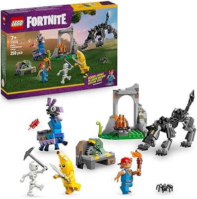 Fortnite Das Lager von Schali und der Zündkerzenkünstlerin Gaming Spielzeug - Vorratslama und Wolf - 3 Minifiguren & Lagerfeuer - Gamer Geschenk für Jungen, Mädchen und Fans ab 7 Jahren - 77075