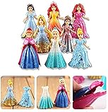 GIDDY UP RIDES 8pcs Cute Princess Action Figures Changed Dress Doll Kids Boy Girl Toy Set Gift