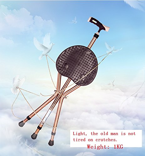 Folding Cane Seat 441 lbs Capacity Thick Aluminum Alloy Cane Stool Crutch Chair Seat 3 Legs Cane Seats Highly Adjustable Walking Stick Tall Unisex for Elderly Brown