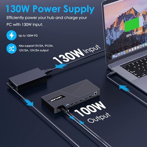 WAVLINK Dock 15-en-1 USB-C, charge 100W, 1x HDMI 4K, 2x HDMI/DP, 2x USB-C, 4x USB-A, GbE, audio, compatible New MacBook Neo/Dell/Asus