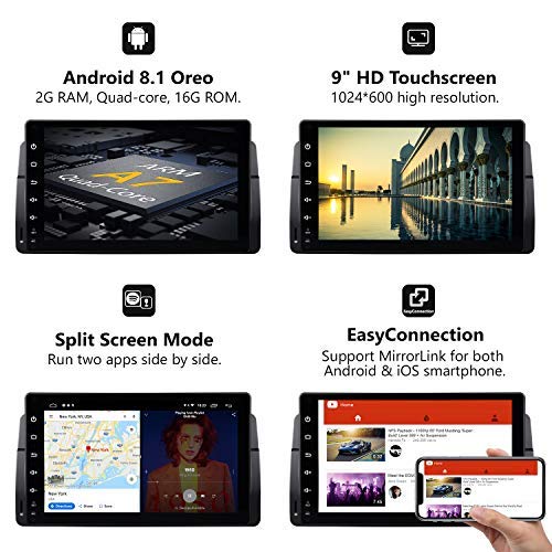 2019 Single Din Car Stereo Radio,Eonon 9 Inch Android 8.1 Car Head Unit in Dash Touch Screen Car GPS Navigation, Car Stereo DVD Player Support WiFi,Backup Camera-GA9150KW