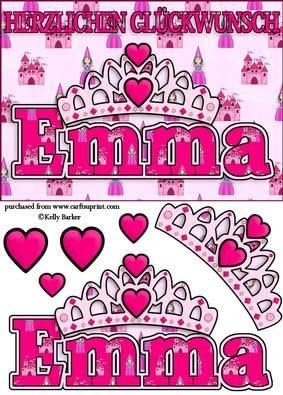 Herzlichen Auguri Principessa A5 Scheda Nome Emma Per Kelly Barker Amazon It Casa E Cucina