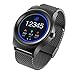SMA-Round Smart Watch for Android Phones and iPhones,Smart Watches for Android Heart Rate Monitor,Remote Camera Band Fitness Tracker,Smart Watches for Men Women,Black-Steel Strap