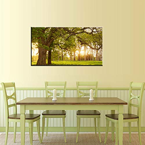 Canvas Wall Art Green Tree Forest Painting Print - 20\