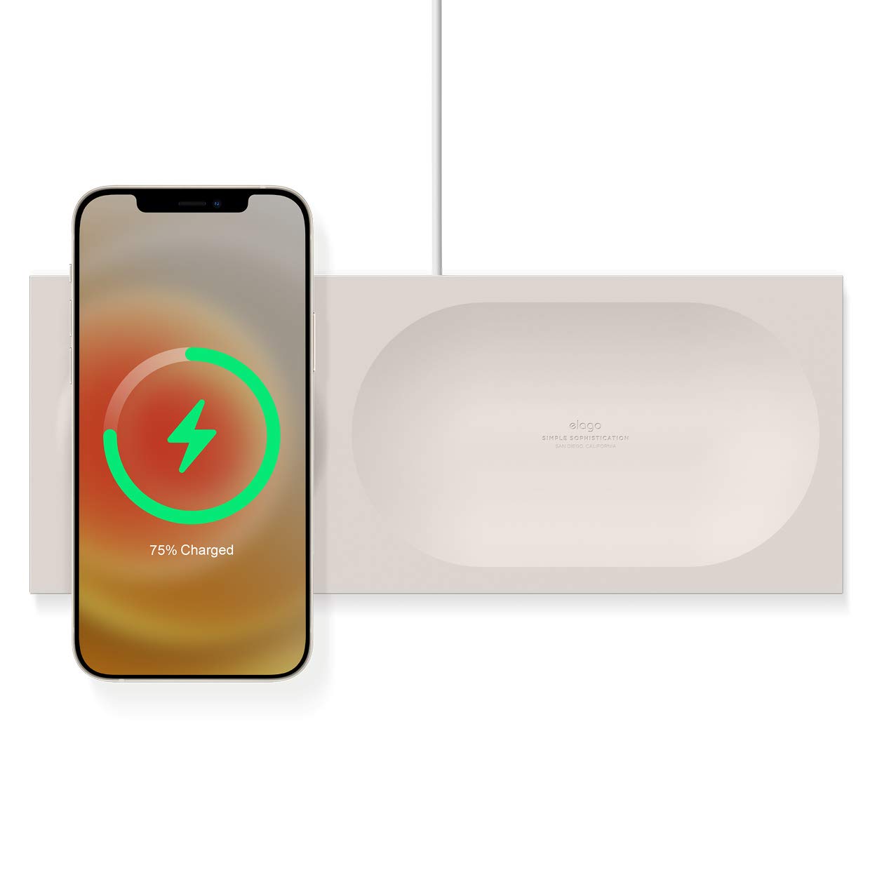 elago Charging Tray Compatible with MagSafe Charger, Compatible with iPhone 16/15/14/13/12, AirPods Wireless Case and Other Wireless Charging Phones [Stone] [Charging Cable Not Included]