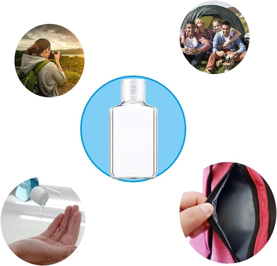 60pcs 2oz Clear Empty Travel PET Plastic Bottles with Flip Top Caps,Refillable Top Bottles, No BPA/No Parabens: Health & Personal Care