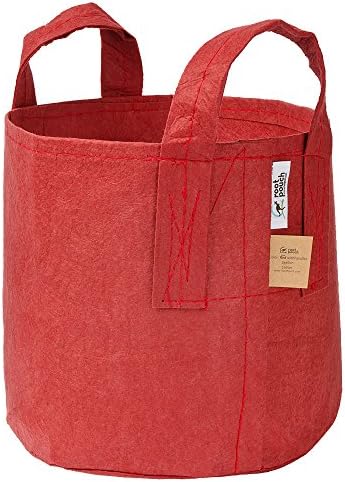 Root Pouch Non-Degradable Reusable Grow Bag, 5-Gallon with Handles (Red)