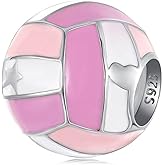 LAMOONY Basketball Charm 925 Sterling Silver Ball Charm Sport Volleyball Hockey Football Mom Family for Pandora Charm Bracelet Beads for making jewelry