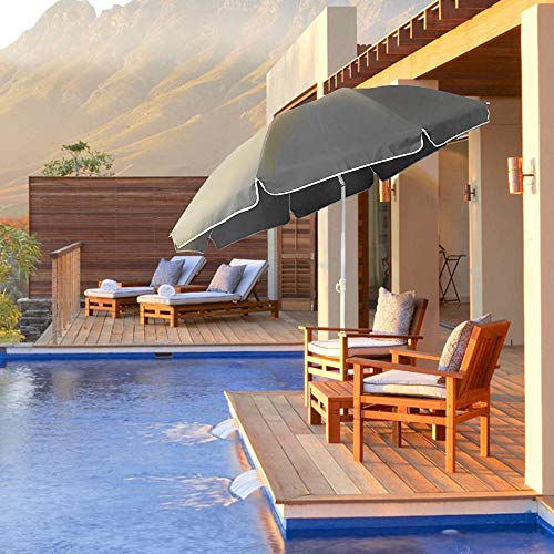 LZQ Rund Sonnenschirm 200 cm Marktschirm Gartenschirm UV50+ Höhenverstellbar (Grau) – Bild 7