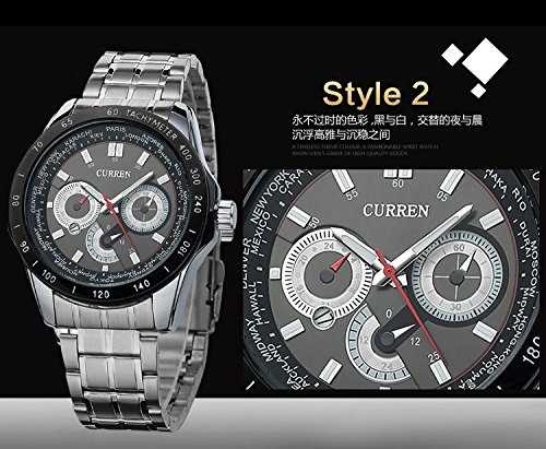 Mens Curren Relojes Marca Superior Reloj de Cuarzo de Acero Militar del ejército Deporte Impermeable Reloj Negro - Imagen 6