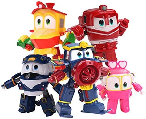 dingtian Action Figures New Hot 5pcs/set Robot Trains Transformation Kay Alf Dynamic Train Family Deformation Train Car Action Figure Toys Toy Doll