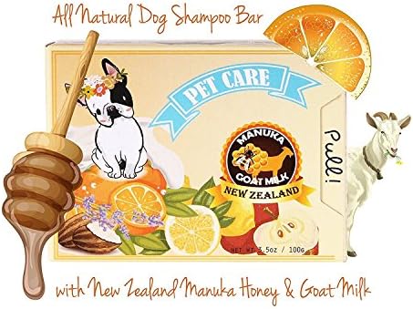 Memoir All Natural Pet Shampoo Bar for Itchy, Dry &amp; Sensitive Skin – New Zealand Manuka Honey &amp; Goat Milk – Natural Tick &amp; Flea Repellent – Great for Puppy and Kitten – 4oz – Equivalent to 16oz