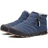 Jakcuz Men Snow Boots Water Resistant Non-slip Winter Shoes with Fuzz Lined Warm High Top Boots for Men