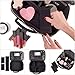 habe Travel Makeup Bag with Mirror - Premium Vegan Designer Make Up Bag Organizer Train Case for Women - Stores More than 3 Cosmetic Bags, Make Up Bags or Make Up Cases (Large, Black, 11.4x7.5x3.9 in)