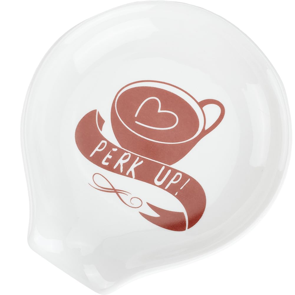 GORGECRAFT White Ceramic Spoon Rests Perk Up Coffee Tea Fork Rest Holder Heat-Resistant Kitchenware Cooking Gadget Utensil Rest for Kitchen Countertop Stove Top Coffee Bar Station Housewarming Gift