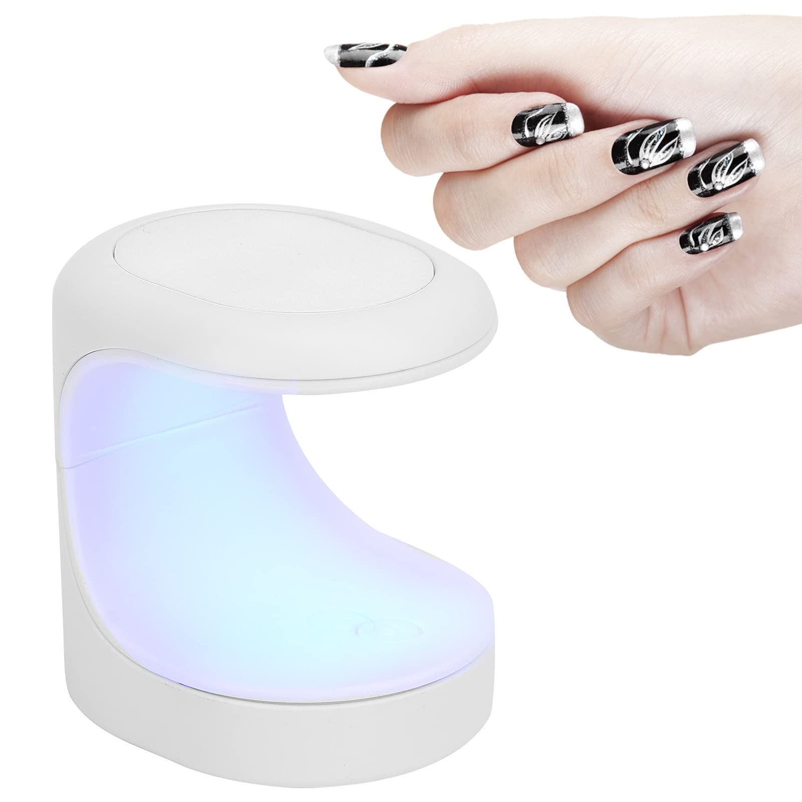 Mini UV LED Nail Lamp LED Dual Light Sources Nail Curing Machine Mini Quick-Drying Nail Curing Lamp for Gel Nails Polish 16W UV Nail Dryer(white)