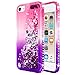 iPod Touch 7 Case, iPod Touch 5/6 Case with Premium HD Screen Protector for Girls, NageBee Glitter Sparkle Liquid Floating Durable Clear Cute Case for iPod Touch 7th/6th/5th Generation -Pink/Purple