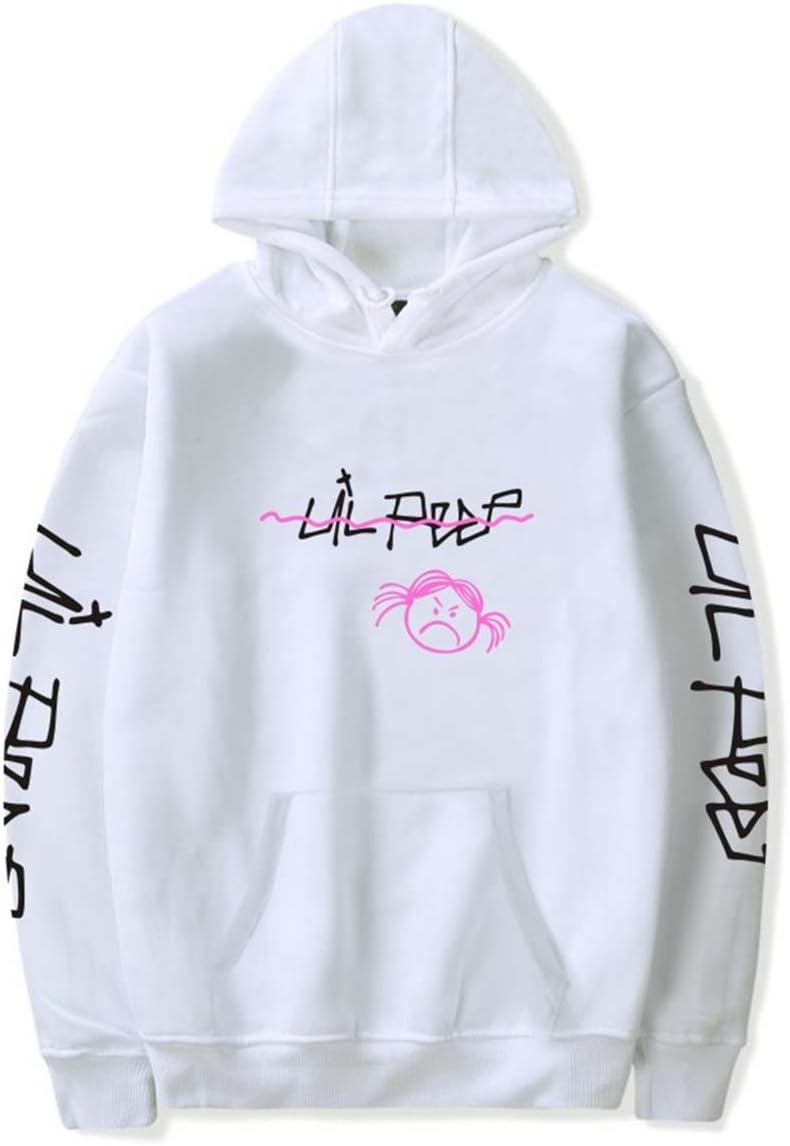 Unisex Hip Pop Weep Hoodie Cool Hip Pop Pullover Street Fashion Sweatshirt for Men Women Teen White L