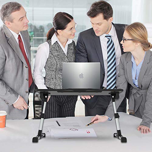 Laptop Desk Bed Tray Table, Height & Angle Adjustable Sit and Stand Desk, Right & Left Handed Design Portable Laptop Table with Handle,Foldable Bed Desk for Laptop and Writing in Sofa Couch (Large)