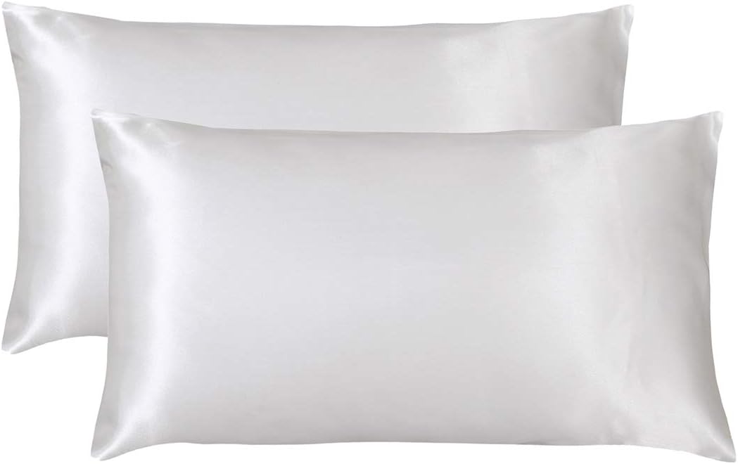 Omela 2 Pack Silk Like Satin Pillow Cases for Hair and Skin Ivory Hypoallergenic Sateen Pillowcase 50x75cm (IV)