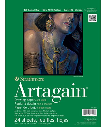 Strathmore 400 Series Artagain Pad, Coal Black Paper, Glue Bound, 6x9 inches, 2…