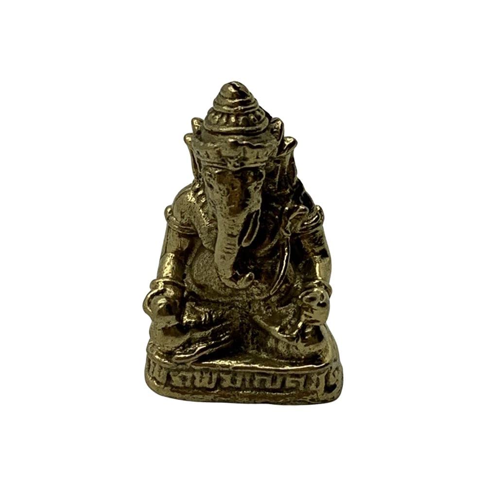 VIE Naturals Miniature Brass Figurines, Small Ganesh Sitting