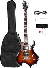 Bonnlo Electric Guitar Flame Style HSH Pickup with Accessories Sunset view 1