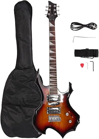 Bonnlo Electric Guitar Flame Style HSH Pickup with Accessories Sunset