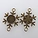 PEPPERLONELY 10PC Antique Bronze Flat Round Alloy Double Sided Snowflake Connector Cabochon Bezel Settings 35x23x3mm
