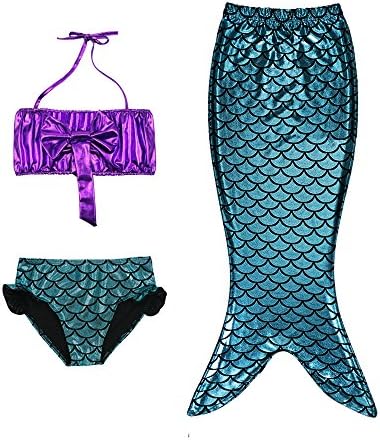 Mermaid Swimsuits for Girls 5t 5-6 Years Old Dark Blue Purple Sparkles Metallic
