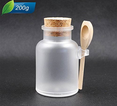 2 Pcs 200g Empty Plastic Bath Salt Seasoning Sauce Jar- Dressing Cruet Powder Bottle Container with Cork Cap and Spoon