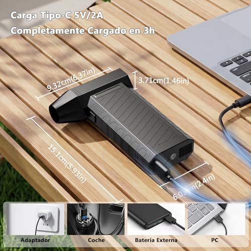 Preciva Powerful Air Blower, Compressed Air Cleaning and Vacuum Cleaner, 2 in 1 Air Gun with Battery 8000 mAh, 180000 RPM, Adjustable Mini Blower for PC, Keyboard and Car