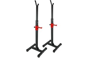 TYFYB Adjustable Portable Squat Rack 441LBS Max Load Barbell Squat Rack Stands 45-70.5 Adjustable Bench Press Stands Dip Stand for Home Gym Full Body Multi-Function Workout Fitness, BlackRed