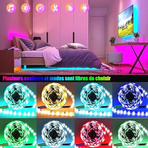 Tenmiro 30m (15m×2), RGB Led Strip, Flexible Multicolor Light Room Led with Remote Control, Used for Bedroom Home Decoration