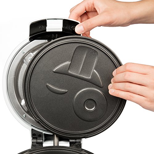Emoji Waffler & Pancake Maker w 2 Interchangeable Plates for Pancakes