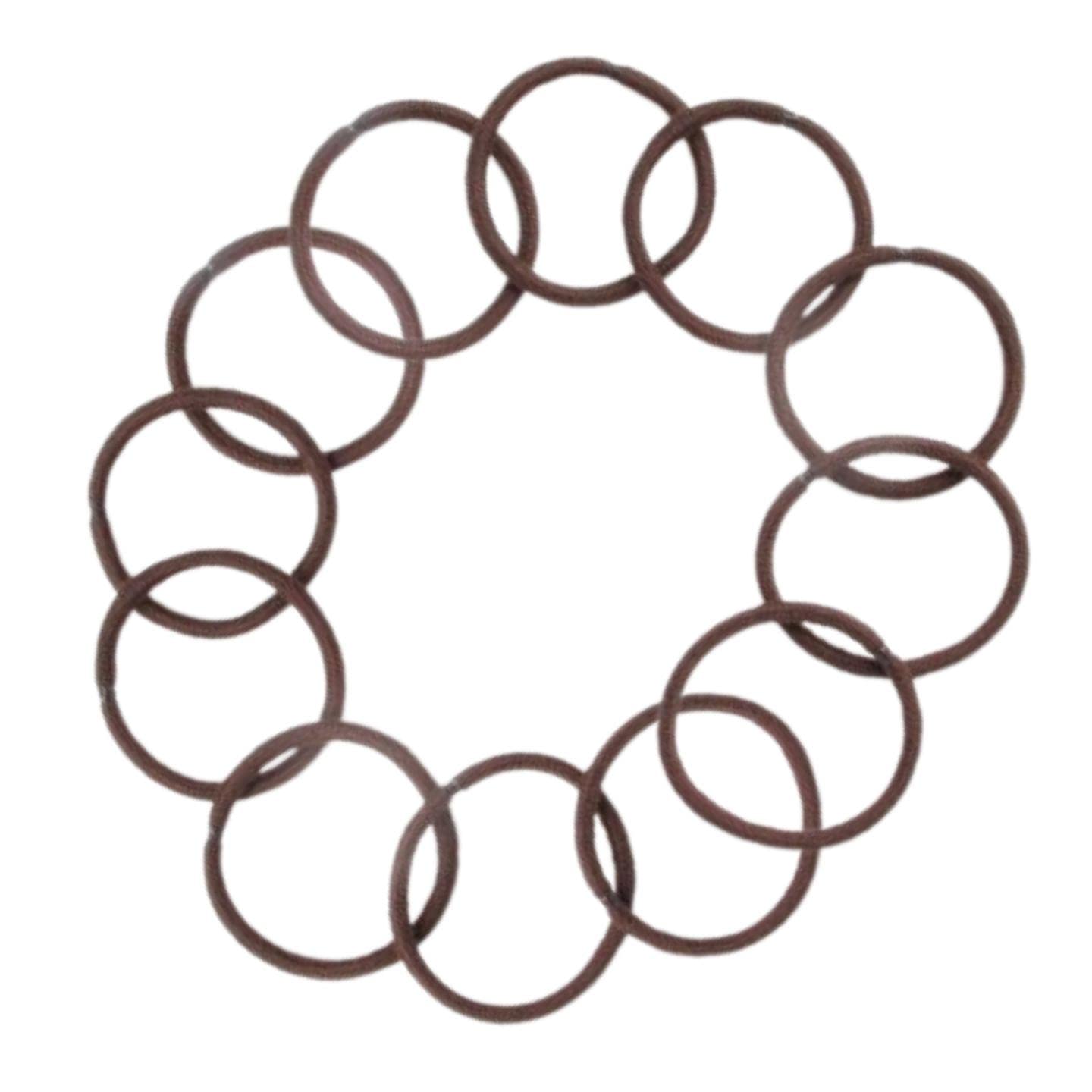 Topkids Accessories Hair Bobbles for Girls and Women, Hair Elastics Hair Bands for Girls Hair Ties Ponytail Holders Hair Accessories for Women Rubber Bands for Hair (12pcs Brown Cotton)