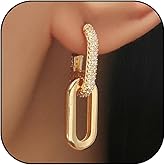 Chain Link Earrings for Women Paperclip Earrings Gold Earrings for Women Trendy Paperclip Square Chain Dangle Hoops Earrings Jewelry Gifts