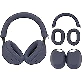 umvowuxa 3 Set Case Cover for Sony WH-1000XM5 Headphones,Embody Ear Pad Cover/Headband Cover/Ear Cover Soft Silicone Headphones Accessories(Blue)